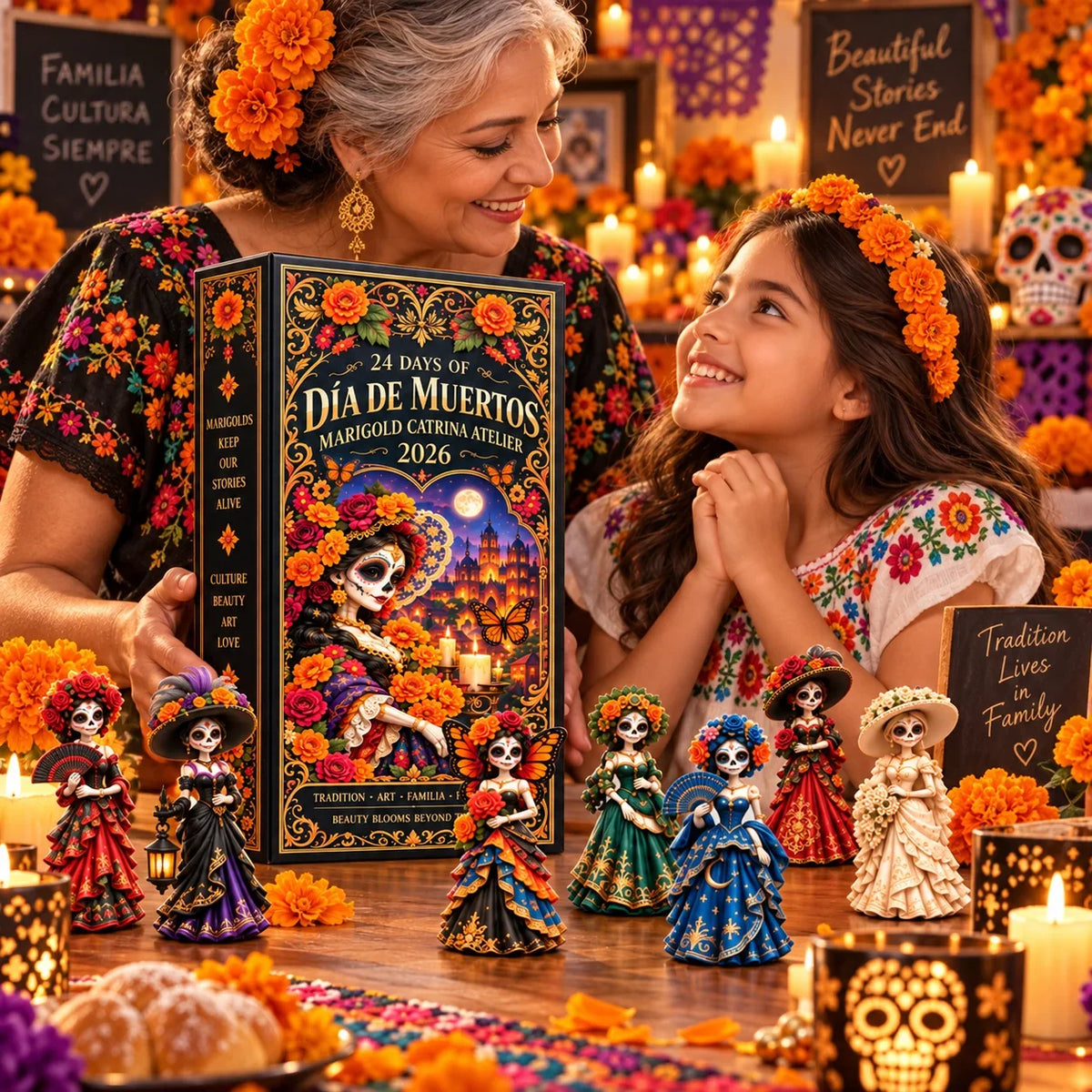 💖Pueblo del Día de Muertos 2026 Countdown Calendar with 24 Unique Miniatures