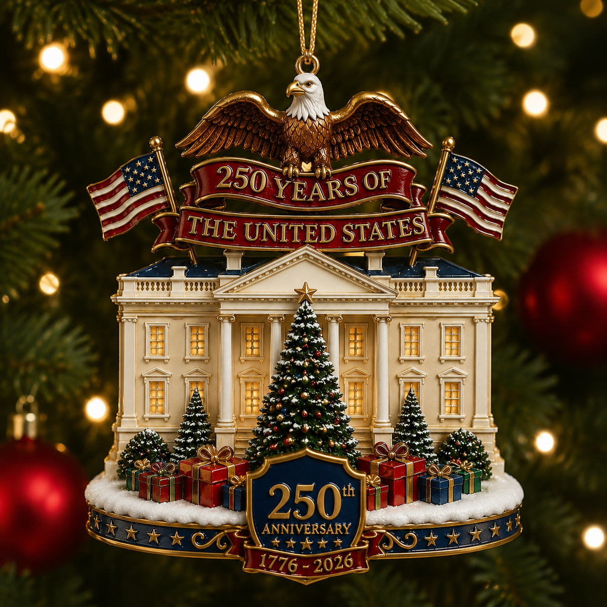 ❤️✨USA 250th Anniversary White House Christmas Ornament