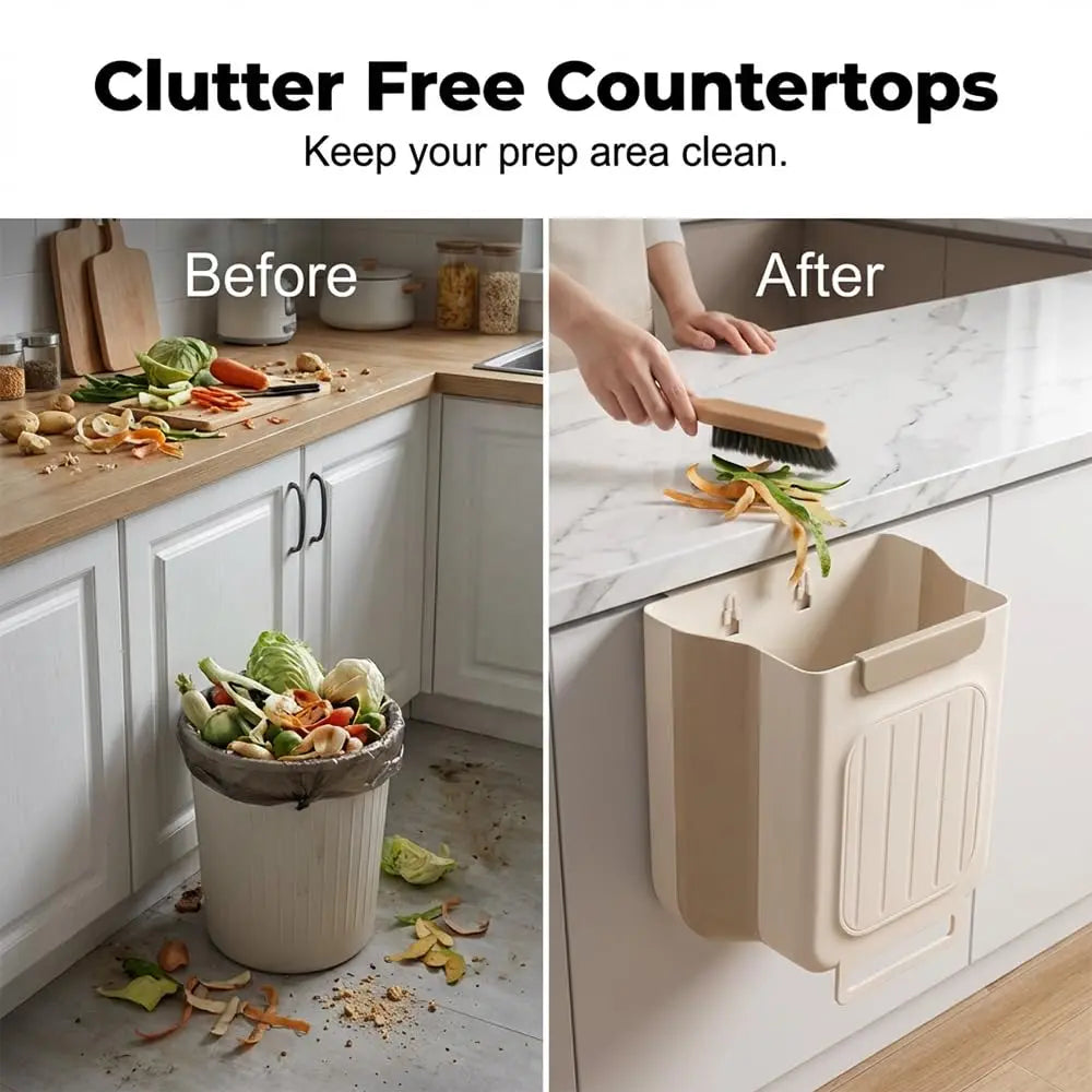 2026 New Hanging Bin for Kitchen Cabinet Doors, Plastic Folding Garbage Bin for Cabinet🗑️ - image 4