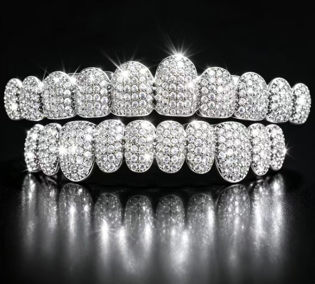 💖HIP HOP TREND🔥 DIAMOND GRILLZ - Full diamond crusted grillz for maximum shine
