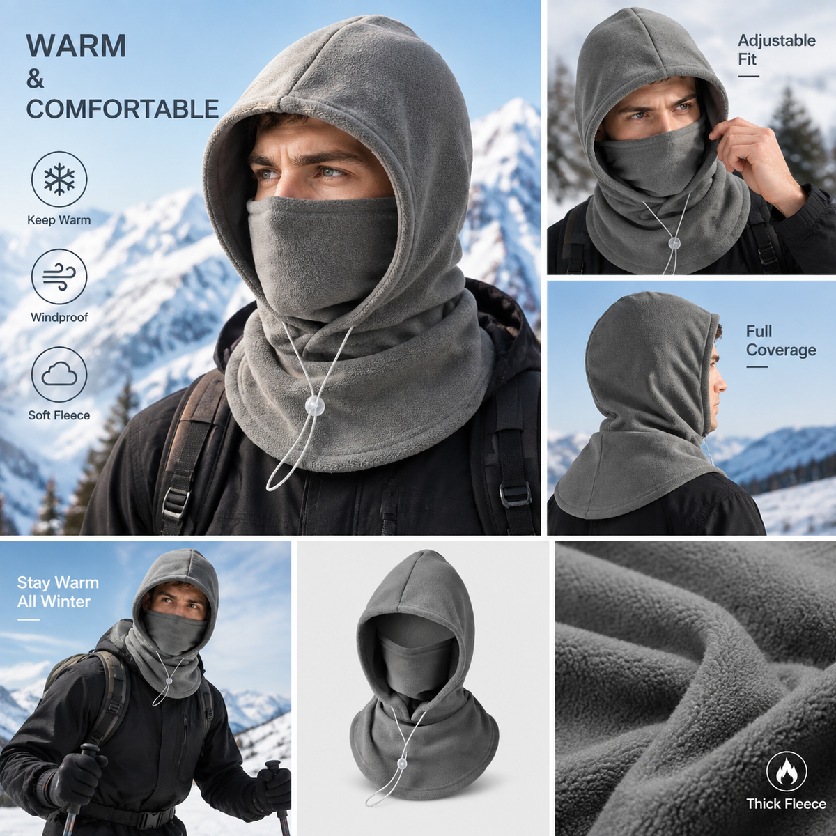 Integrated Flannel Warm Face Mask and Hat, Windproof and Warm🌬️