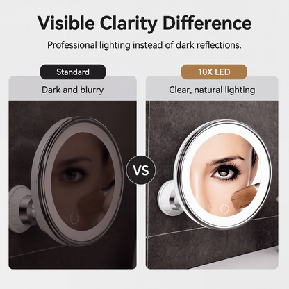 ✨ 10X LED Magnifying Makeup Mirror – Drill-Free Suction & Dual Power 🔍 - image 3